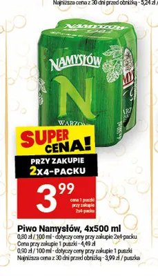 Piwo Namysłów 4-pak 500 ml promocja w Twój Market