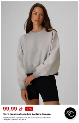 Bluza dresowa loose bez kaptura damska promocja w 4F