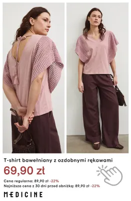 T-shirt bawełniany z ozdobnymi rękawami Medicine promocja w Medicine