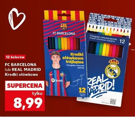 Kredki ołówkowe trójkątne FC Barcelona 12 kolorów promocja w Kaufland