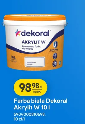Farba biała Akrylit W 10l promocja w Castorama