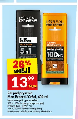 Żel pod prysznic Men Expert L'Oréal Pure Carbon promocja w Twój Market