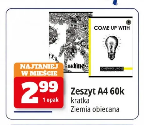 Zeszyt A4 Ziemia Obiecana 60k kratka promocja w Leclerc