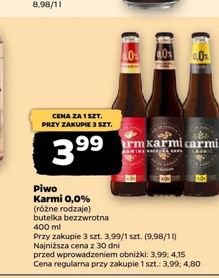 Piwo bezalkoholowe Karmi 0,0% promocja w Netto