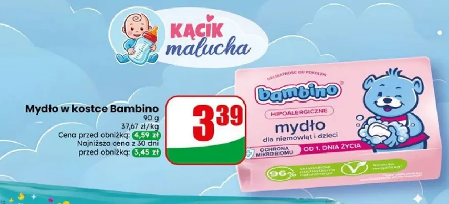 Mydło w kostce Bambino promocja w Dino