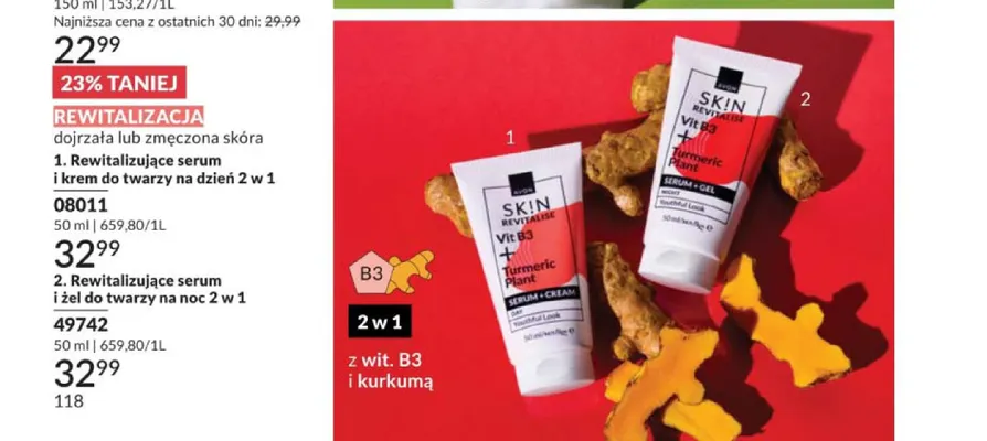 Rewitalizujące serum i żel do twarzy na noc 2 w 1 Avon Skin Revitalise promocja w AVON