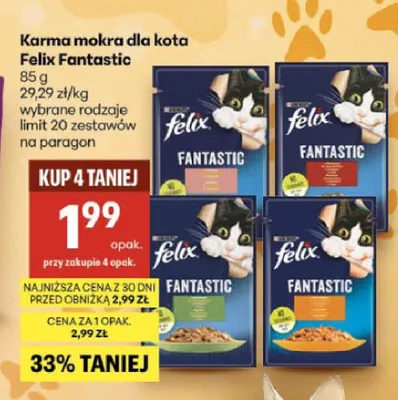 Karma mokra dla kota Felix Fantastic z łososiem promocja w Delikatesy Centrum