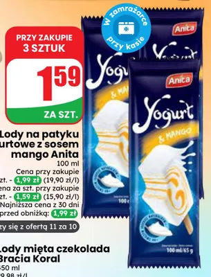 Lody na patyku jogurtowe z sosem mango Anita promocja w Dino
