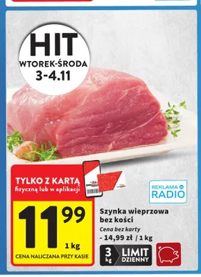 Szynka wieprzowa bez kości promocja w Intermarche