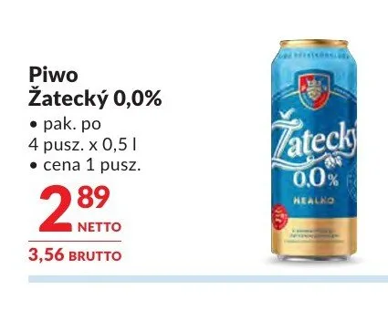 Piwo bezalkoholowe Žatecký 4-pak 500 ml promocja w Makro