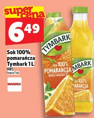 Sok 100% pomarańcza Tymbark promocja w TOPAZ