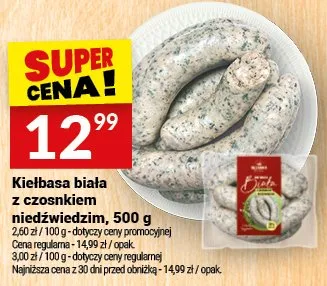 Kiełbasa biała z czosnkiem niedźwiedzim promocja w Twój Market