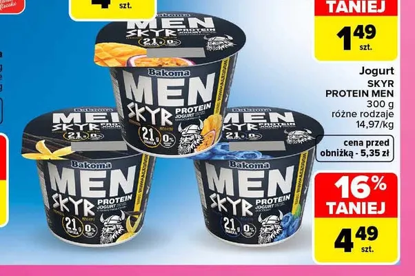 Jogurt Skyr Protein Men Bakoma promocja w Carrefour