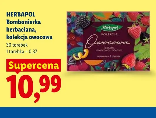 Bombonierka herbaciana kolekcja owocowa HERBAPOL promocja w Lidl