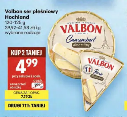 Ser pleśniowy Brie aksamitny Valbon Hochland promocja w Delikatesy Centrum