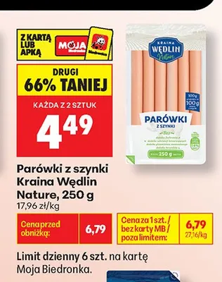 Parówki z szynki Kraina Wędlin Nature promocja w Biedronka