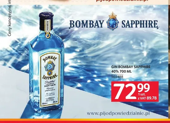 Gin Bombay Sapphire 40% promocja w Selgros