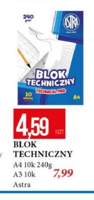 Blok techniczny Astra A3 10k promocja w Leclerc
