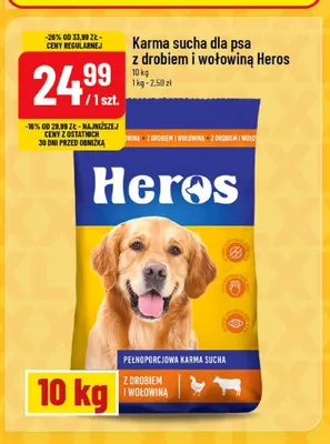 Karma sucha dla psa z drobiem i wołowiną Heros promocja w POLOmarket