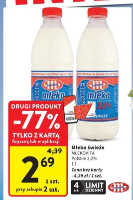 Mleko świeże MLEKOVITA Polskie 3,2% promocja w Intermarche