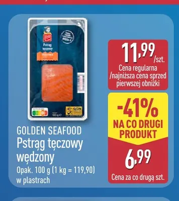 Pstrąg tęczowy wędzony w plastrach Golden Seafood promocja w Aldi