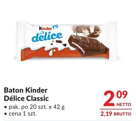 Baton Kinder Délice Classic promocja w Makro