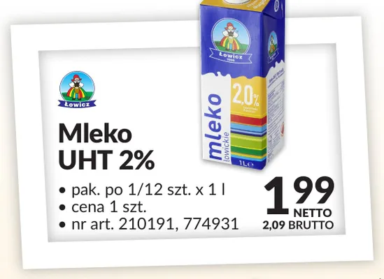 Mleko UHT Łowicz 2% promocja w Makro