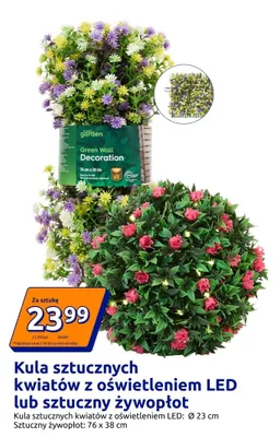 Kula sztucznych kwiatów z oświetleniem LED Ø23cm promocja w Action