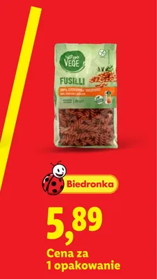 Makaron Fusilli z czerwonej soczewicy Go Vege promocja w Lidl