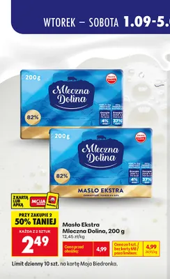 Masło ekstra Mleczna Dolina promocja w Biedronka