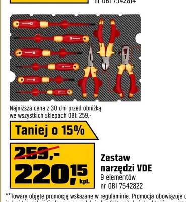 Zestaw narzędzi VDE 9 elementów promocja w OBI