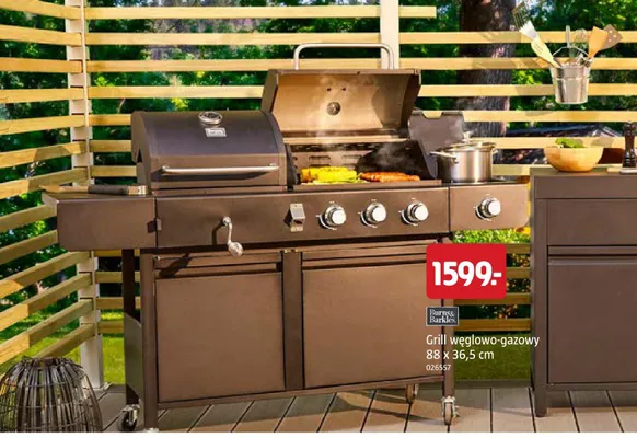 Grill węglowo-gazowy Burns & Barkles 88x36,5 cm promocja w Jula