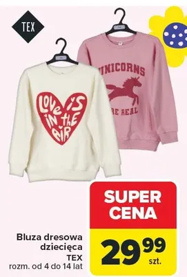 Bluza dresowa dziecięca TEX promocja w Carrefour