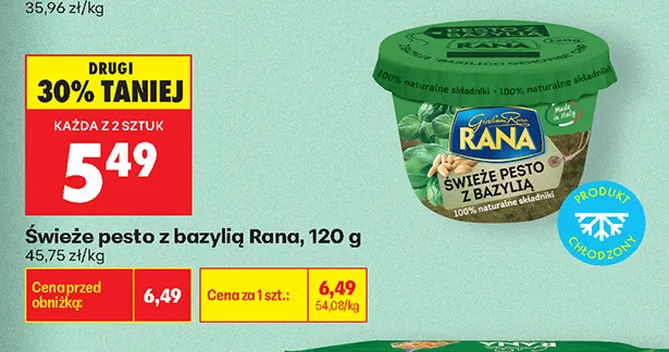 Świeże pesto z bazylią Rana promocja w Biedronka