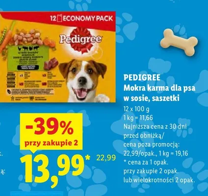 Mokra karma dla psa w sosie saszetki Pedigree 12-pak promocja w Lidl