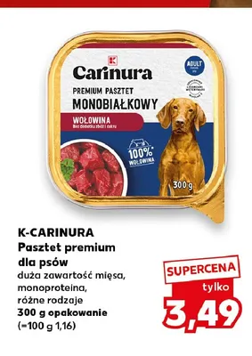 Pasztet premium dla psów duża zawartość mięsa monoproteina K-Carinura promocja w Kaufland