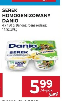 Serek homogenizowany Danio Danone 4-pak promocja w Stokrotka