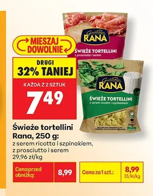 Świeże tortellini Rana z serem ricotta i szpinakiem promocja w Biedronka