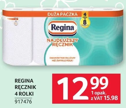 Ręcznik papierowy Regina 4 rolki promocja w Selgros