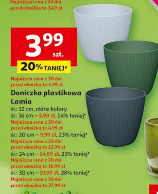 Doniczka plastikowa Lamia śr: 16 cm promocja w Auchan