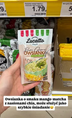 Owsianka mango-matcha z nasionami chia promocja w Dino