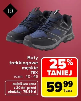 Buty trekkingowe wysokie męskie Tex promocja w Carrefour