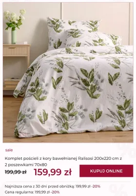 Komplet pościeli z kory bawełnianej Ralisosi 200x220 cm z 2 poszewkami 70x80 promocja w home&you