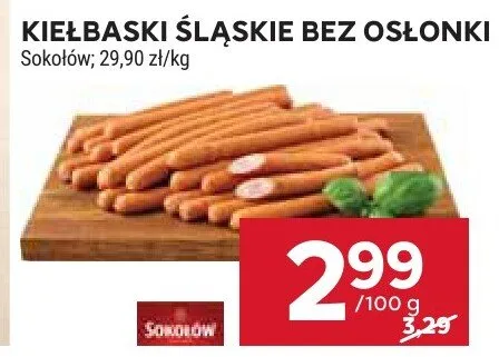 Kiełbaski śląskie bez osłonki promocja w Stokrotka