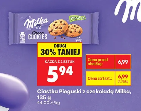 Ciastka pieguski z czekoladą cookies promocja w Biedronka