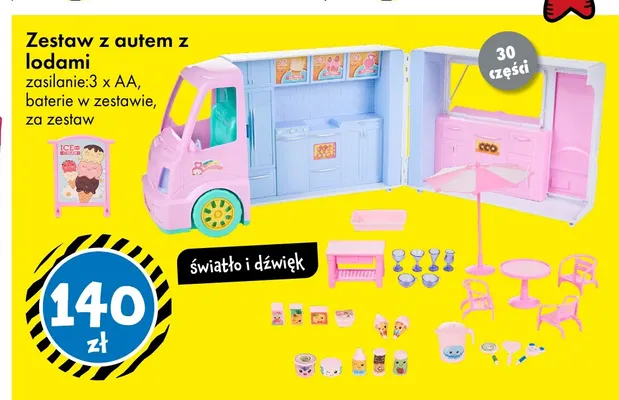 Zestaw z autem z lodami 30 części promocja w Tedi