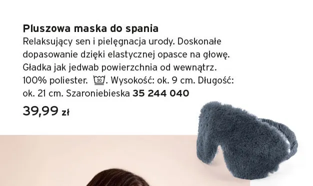 Pluszowa maska do spania promocja w Tchibo
