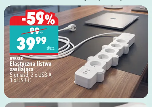 Elastyczna listwa zasilająca Hykker promocja w Biedronka