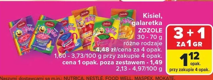 Kisiel, galaretka zozole Delecta promocja w Carrefour