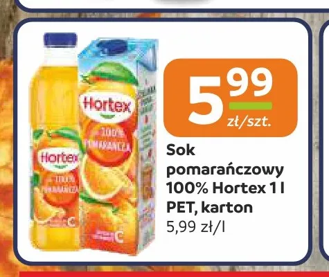 Sok pomarańczowy Hortex 100% promocja w Społem Częstochowa